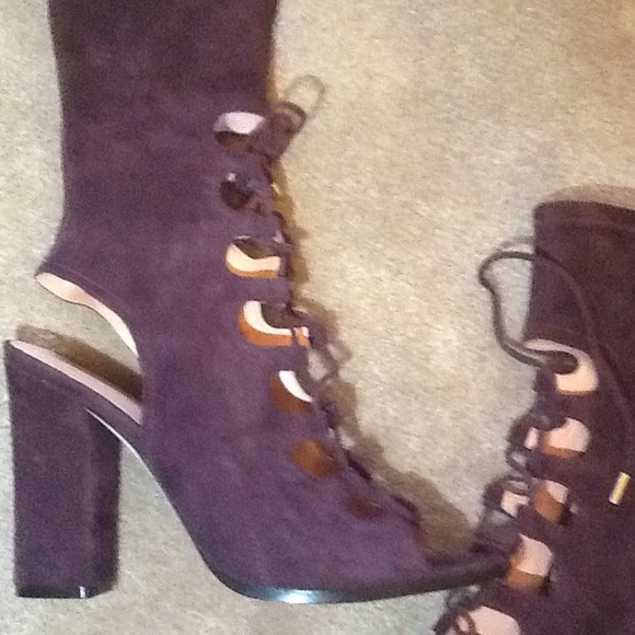 Sigerson Morrison REAL suede peep tie up booties NWT UNWORN SIZE 9 - Picture 3 of 8